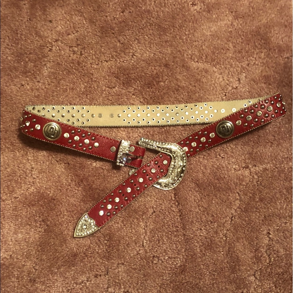 OU Country Western Belt with Rhinestones
